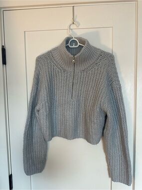 Garage Baby Blue Half-Zip Turtleneck Sweater